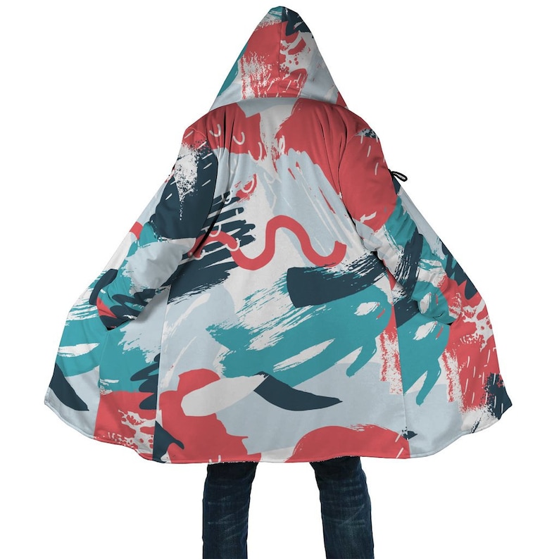 Hooded Cloak Unisex Hooded Coat warm hooded cloak Artistic colorful pattern hooded cloak High quality and soft sherpa hooded coat