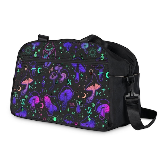 Magic mushrooms Fitness Handbag, occult symbols and neo style print mushrooms Handbag