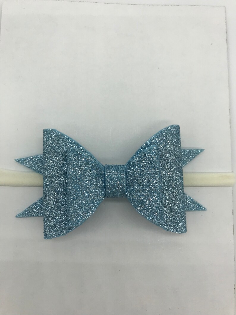 Big Bow Birthday Bow Hair Clip Baby Shower Gift Glitter Baby Blue Hair Bow Infant Bow Nylon Headband Newborn Bow Girl Headband