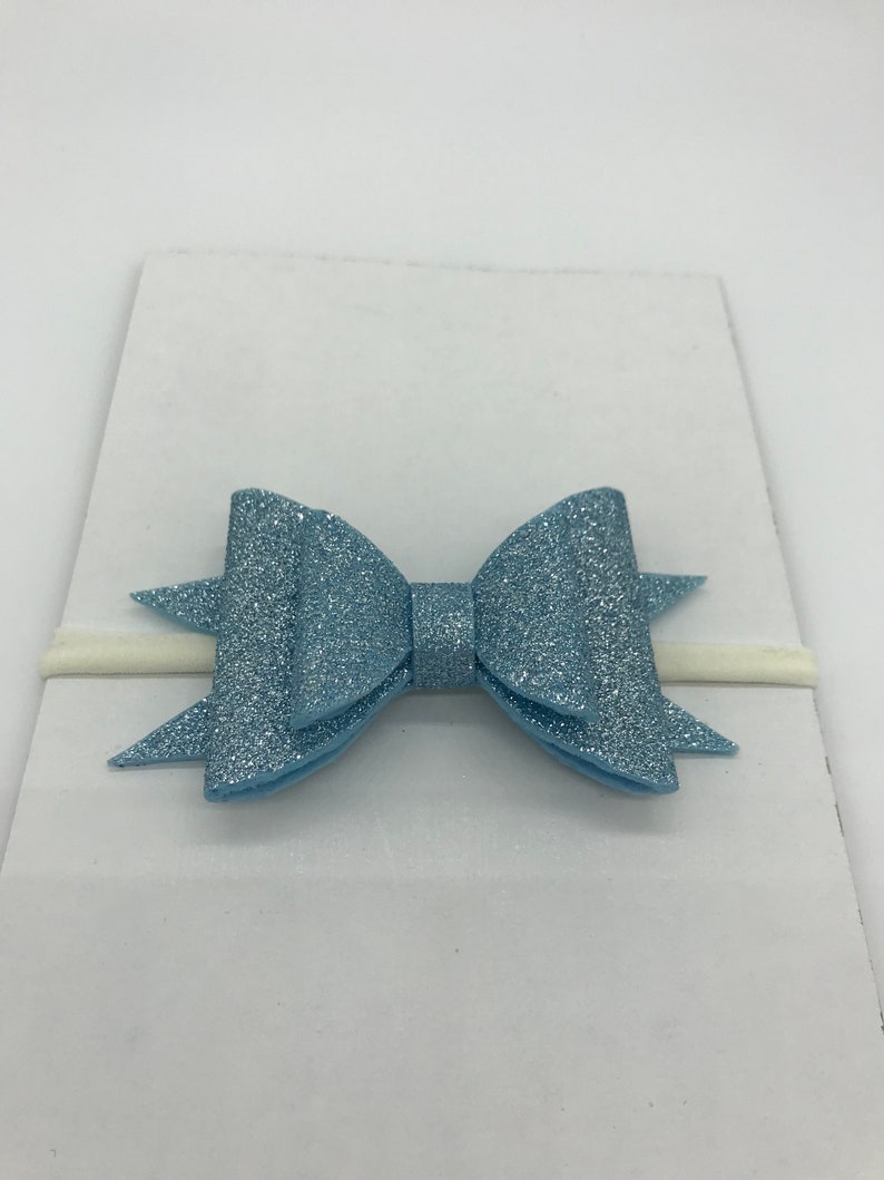 Big Bow Birthday Bow Hair Clip Baby Shower Gift Glitter Baby Blue Hair Bow Infant Bow Nylon Headband Newborn Bow Girl Headband