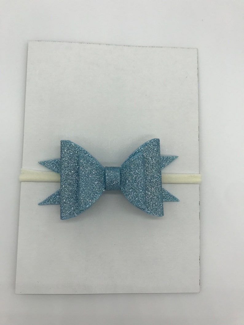 Big Bow Birthday Bow Hair Clip Baby Shower Gift Glitter Baby Blue Hair Bow Infant Bow Nylon Headband Newborn Bow Girl Headband