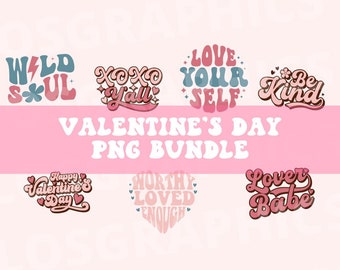 Retro Valentines Day PNG Design Bundle | Valentines Day Sublimations | Valentines PNGs