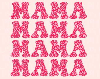 Pink Cheetah Mama PNG | Retro Mama Design | Retro Mom | Cheetah Mama Sublimation | Cheetah Print Mama Print on Demand