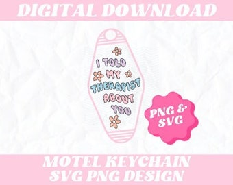Therapy Motel Keychain SVG PNG Design, Motel Keychain SVG, Mental Health Keychain Design