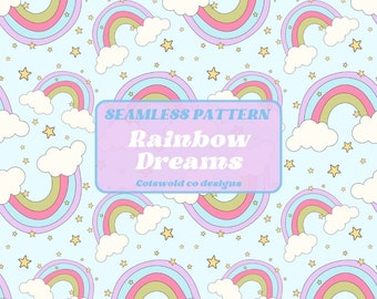 Rainbow Stars Seamless Pattern, childrens Seamless Pattern, Aesthetic Patterns PNG