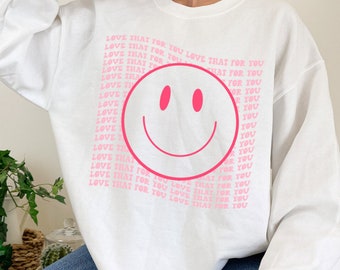 Love That for You Wavy Text with Hot Pink Smiley PNG | Smile Shirt Design | Hot Pink Smile | Smiley PNG | Sublimation | Print on Demand