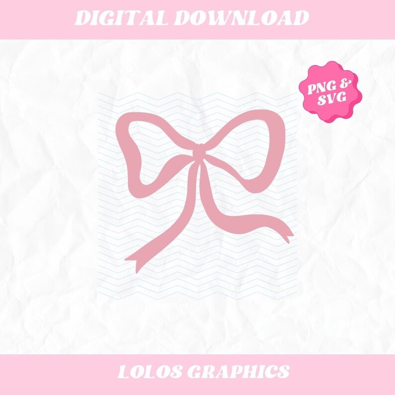 Pink Bow SVG PNG, Bows Coquette PNG, Coquette Design, Girly Soft Girl Aesthetic, Bows image 1
