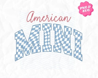 American Mini Retro Checkered Fourth of July PNG SVG Design, Mama Mini Matching 4th of July Designs, 4th of July Kids PNG