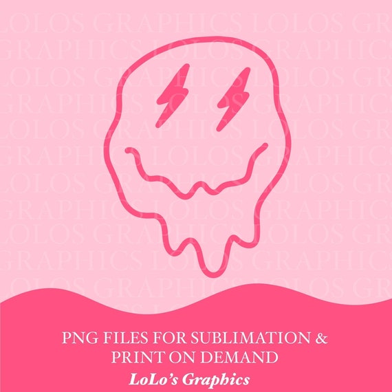 Drippy Smile Hot Pink PNG Smiley Shirt Design Preppy PNG 