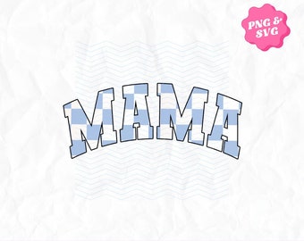 Trendy Retro Mama PNG Checkered Varsity Popular Aesthetic Trendy Mom Checkered Shirt Design Sublimation