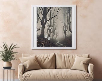 Spooky Ghost Landscape Printable Artwork