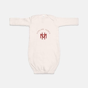 Personalized Name & Initials Infant Baby Rib Layette