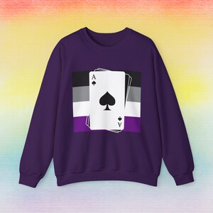 Ace Card Asexual Pride Flag Graphic Unisex Crewneck Sweatshirt Deck of Cards Spade Pride Queer LGBTQ Community Proud oversized sweater