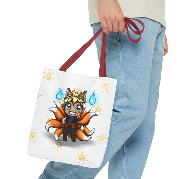 Naruto Uzumaki Tote Bag Anime Merch Kyuubi Kurama Nine Tails Fox Spirit Kawaii Stuff Gift For Otaku Original Artwork Sun Design Gear Travel