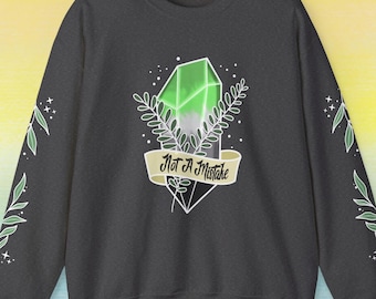 Aro Pride "Not A Mistake" Unisex Heavy Blend Crewneck Sweatshirt Subtle Witchy Whimsy Goth CottageCore Kawaii Alt Queer Gift Aromantic