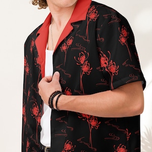 Red Spider Lily Unisex Oversized Button up Shirt Anime