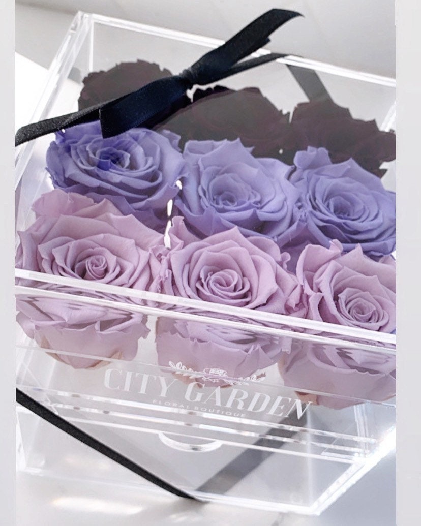 Eternity Roses in Custom Ombre enclosed in Acrylic Box with Etsy