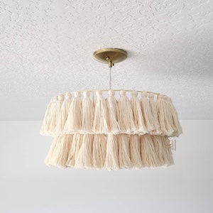 Tassel Chandelier, Two-Tiered Tassel Chandelier, Boho Chandelier, Boho Light Fixture, Fringe Chandelier