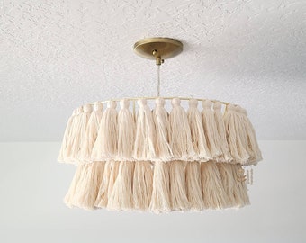 Tassel Chandelier, Two-Tiered Tassel Chandelier, Boho Chandelier, Boho Light Fixture, Fringe Chandelier