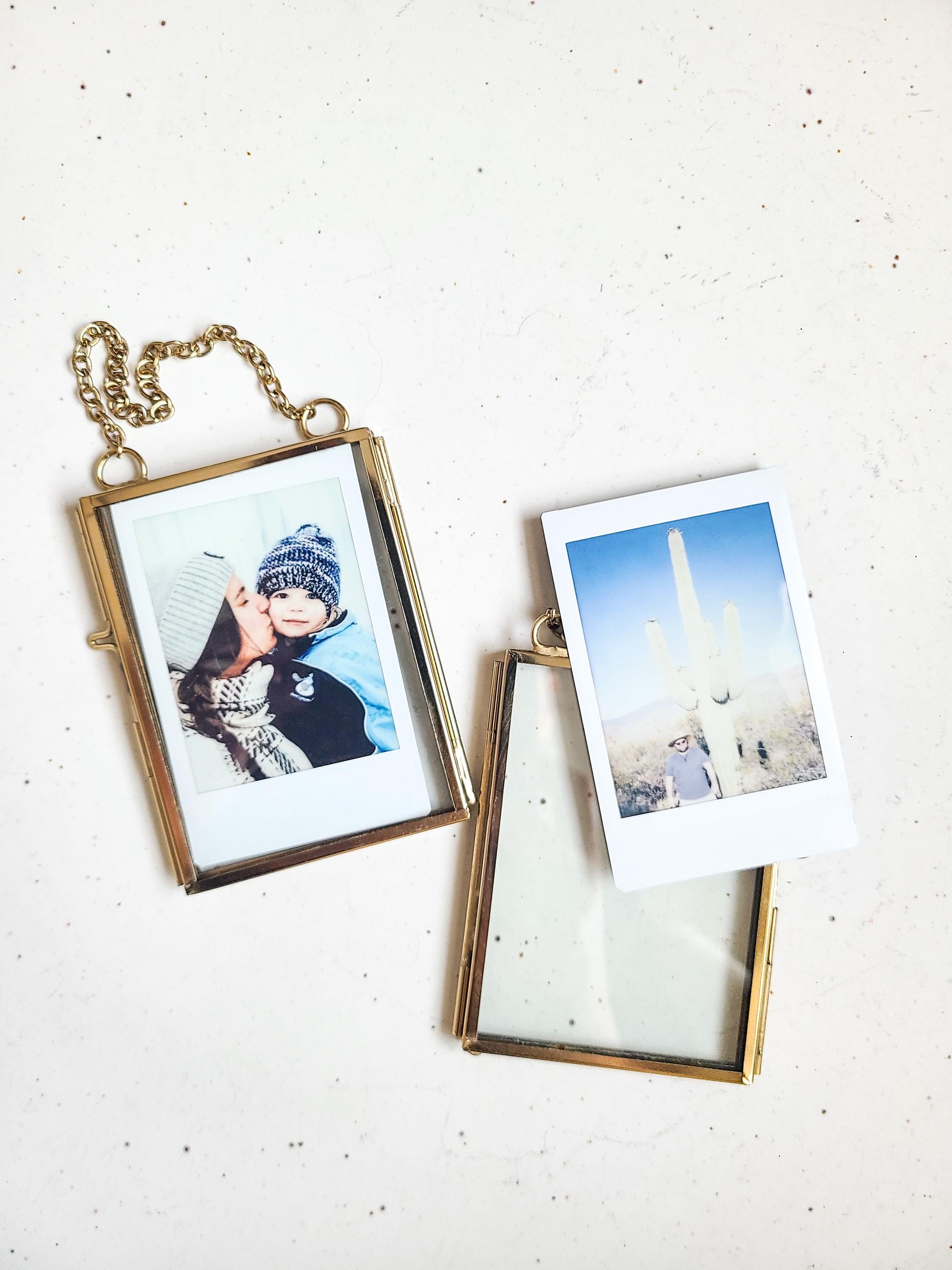 Gold Polaroid Frame Ornament: Double-sided