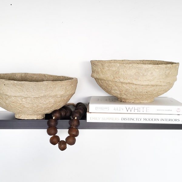 Paper Mache Bowl, Decorative Bowl, Primitive Decor, Wabi Sabi, Shelf Decor, Rustic Bowl