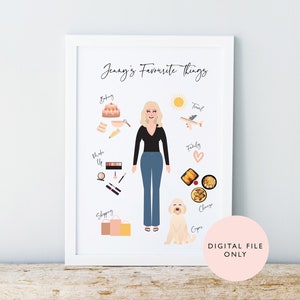Favourite Things Digital Print/ Custom Portrait/ My Favourite Things Illustration/ Friend Portrait/ Printable/ Digital File