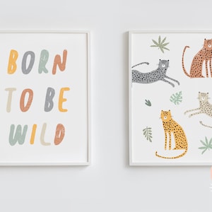 Children&#39;s Safari Bedroom Prints - Set of Two/ Born to be Wild / Nursery decor / Jungle Prints - INSTANT DIGITAL DOWNLOAD
