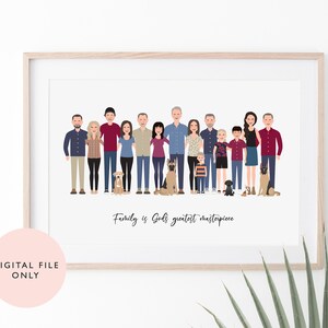 Family Portrait / Personalised Digital Print / Custom Family / Pet Portrait Printable / Couples Birthday Anniversary Gift image 9