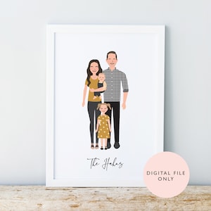 Family Portrait / Personalised Digital Print / Custom Family / Pet Portrait Printable / Couples Birthday Anniversary Gift image 6