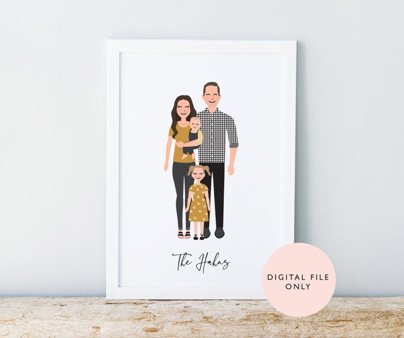 Family Portrait / Personalised Digital Print / Custom Family / Pet Portrait Printable / Couples Birthday Anniversary Gift image 6