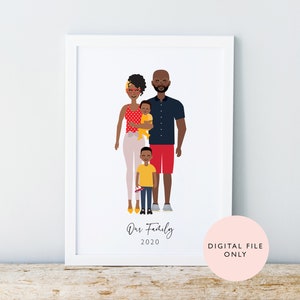 Family Portrait / Personalised Digital Print / Custom Family / Pet Portrait Printable / Couples Birthday Anniversary Gift image 3