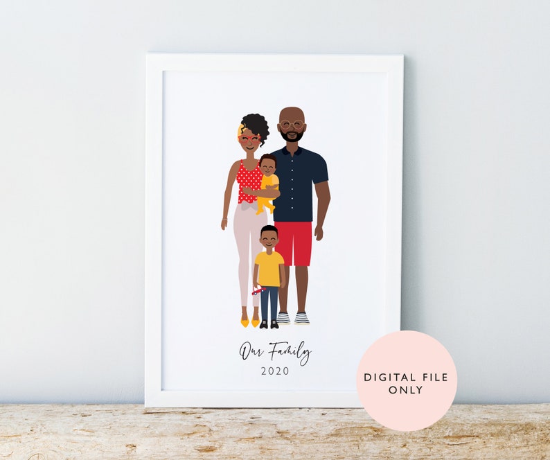 Family Portrait / Personalised Digital Print / Custom Family / Pet Portrait Printable / Couples Birthday Anniversary Gift image 3