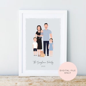 Family Portrait / Personalised Digital Print / Custom Family / Pet Portrait Printable / Couples Birthday Anniversary Gift image 8