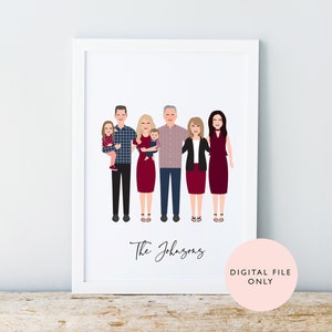 Family Portrait / Personalised Digital Print / Custom Family / Pet Portrait Printable / Couples Birthday Anniversary Gift image 4