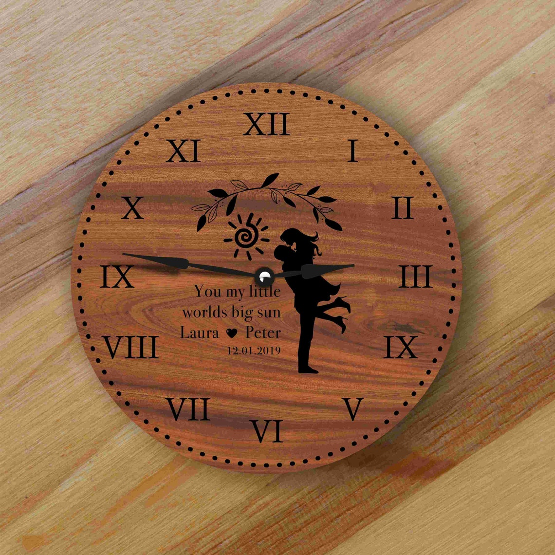 Romantic Wall Clock With Date and Names romantic love Etsy