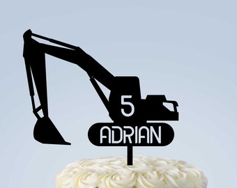153 Personalised Premium Children/'s Birthday Glitter Digger Cake Topper