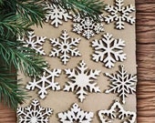 Set of 12x Christmas Wooden Snowflake Ornaments Laser Cut Wood Decor Christmas Gift