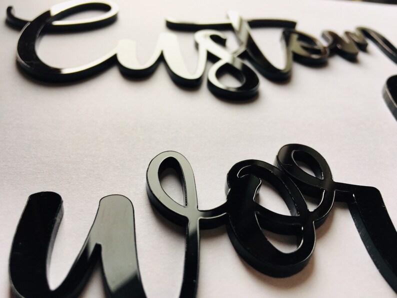 Custom Words Black Acrylic Custom Text Black Letters Etsy