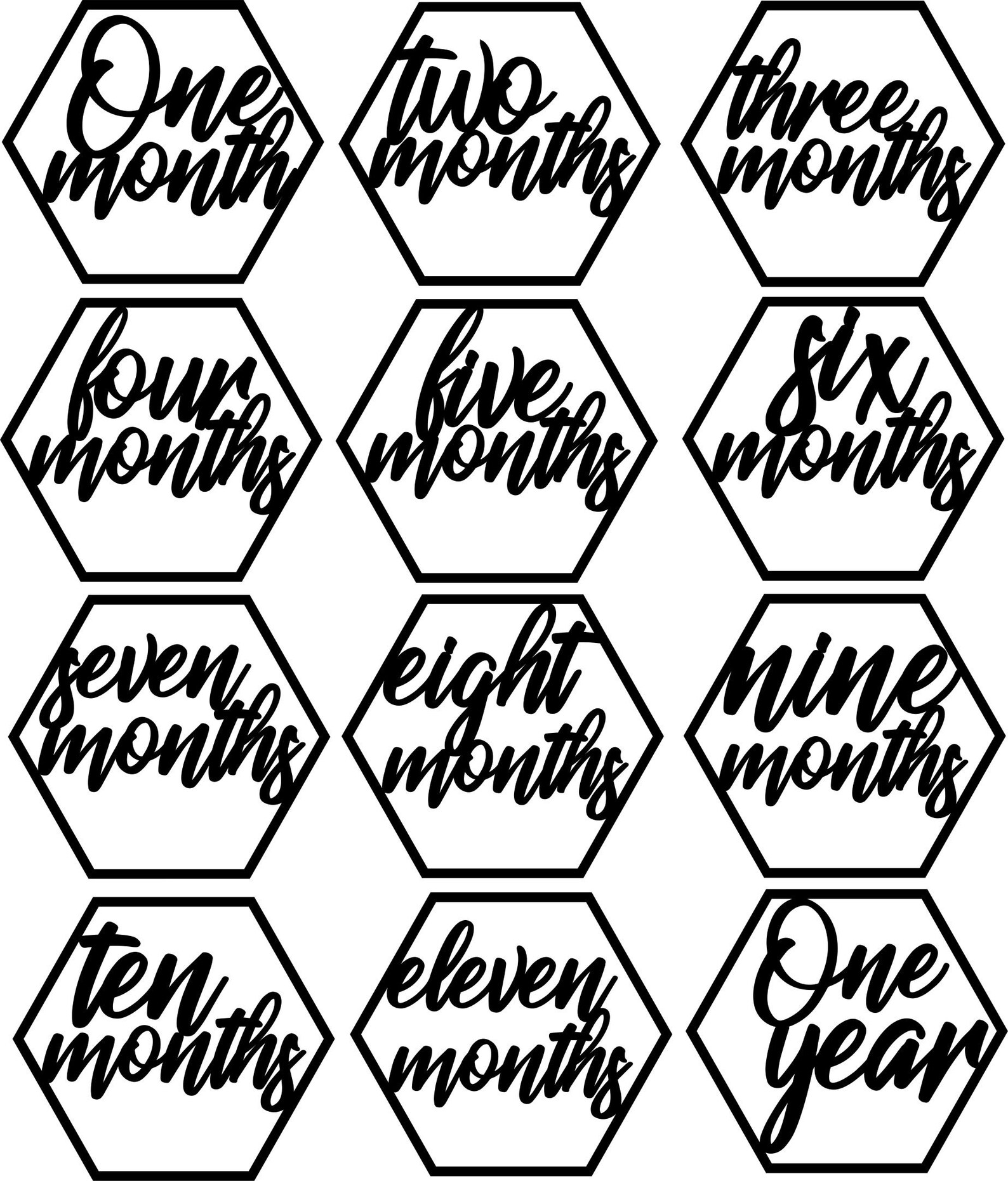 Wooden Laser Cut Monthly Milestone Plaques Hexagon Wood | Etsy