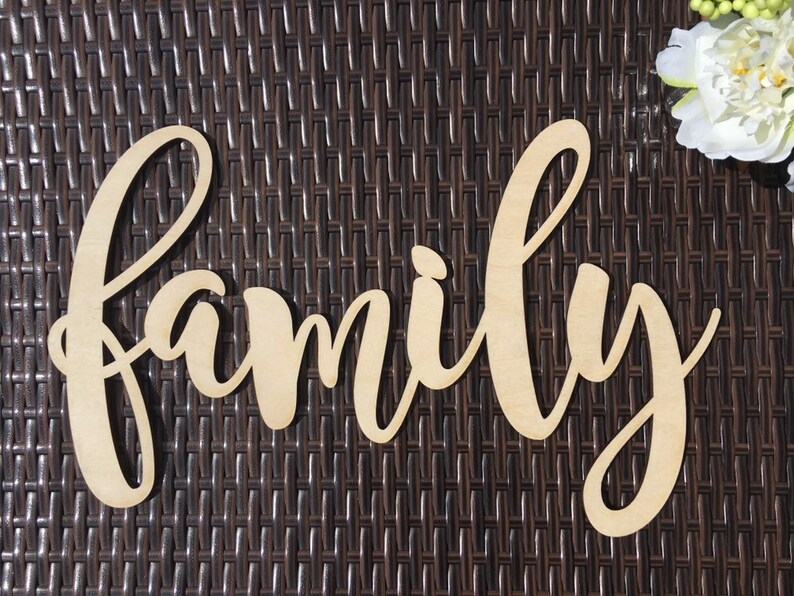 Family Sign Wooden Word Wall Art Family Script Word Sign Etsy