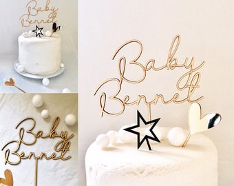 baby shower topper Baby Girl name cake topper gender reveal cake topper Baby shower cake topper new baby cake topper Baby cake topper 