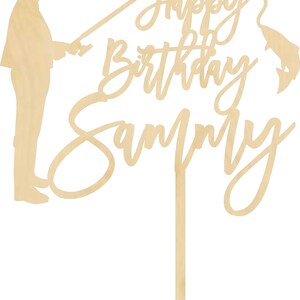 Fishing Cake Topper Fishing Wooden Birthday Cake Topper - Etsy
