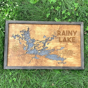 Bathymetrische kaartkunst Rainy Lake