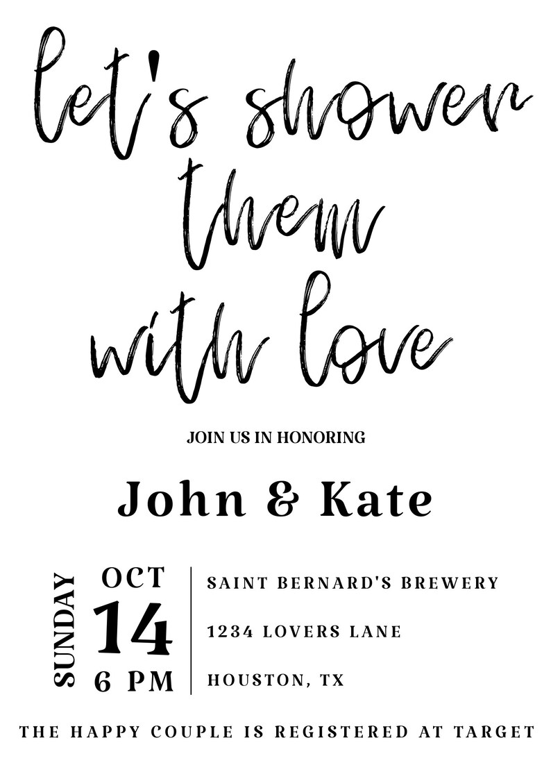 Digital Download Couples Shower Invitation Customizable Wedding