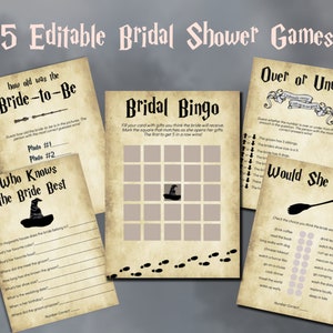 Printable Wizard Bridal Shower Games | Instant Download Bridal Shower Party Games | Wizard Themed Wedding | Wizard Bridal Shower