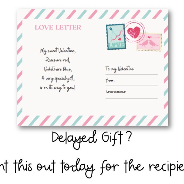 Valentine's Day Present is Delayed Card | Your Gift is On its Way | Delayed Shipment | Last Minute Gift | Printable Gift