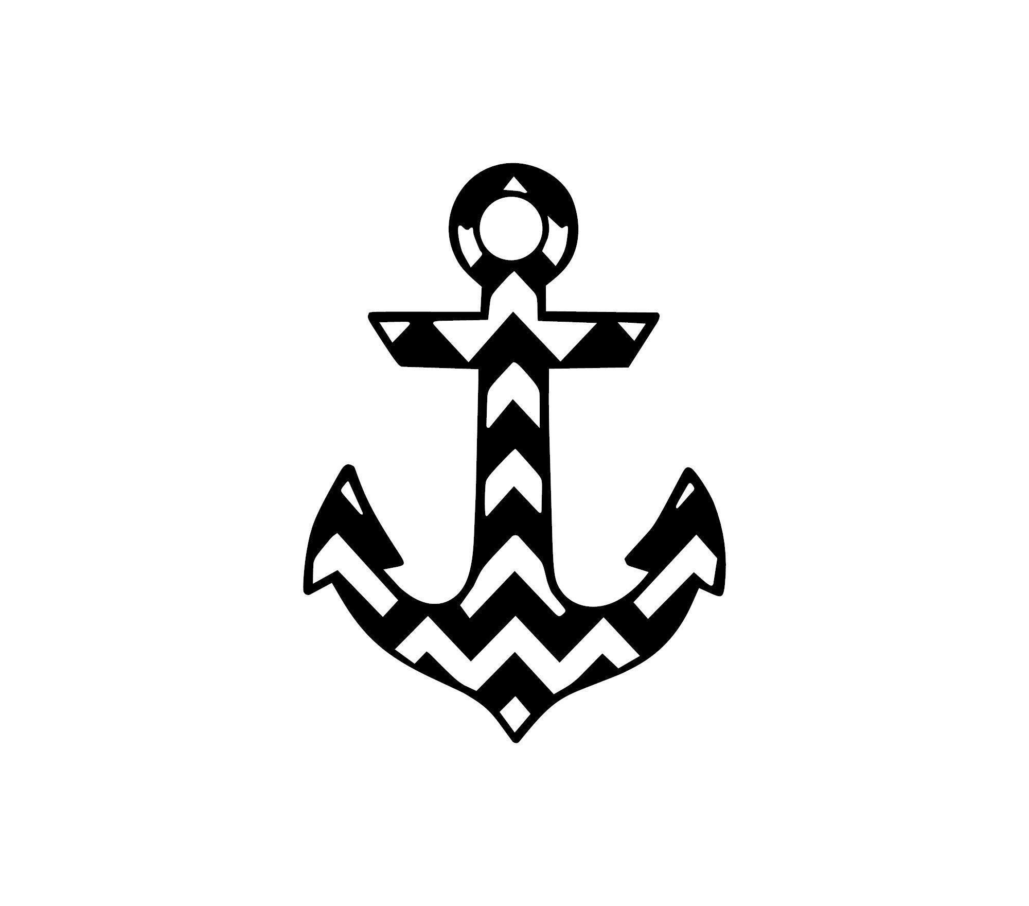 Anchor Decal/Chevron Anchor Vinyl Sticker/Nautical Etsy