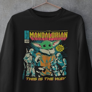 Star Wars The Mandalorian Comic Book Cover Sweatshirt and T-Shirt This Is The Way Mythosaur Baby Yoda Grogu Din Djarin image 1
