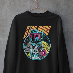 Star Wars Boba Fett Neon Retro Sweatshirt | Mandalorian | Empire Strikes Back | Return of the Jedi | Book of Boba Fett | Ships from the US