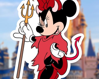 Disney Minnie Mouse in Devil Costume Sticker | Waterproof